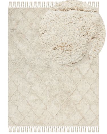 Vloerkleed SILCHAR Beige 160 x 230 cm Katoen