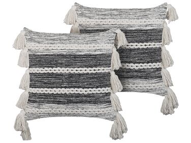 Lot de 2 coussins décoratifs ROCHEA Coton 45 x 45 cm Noir À rayure