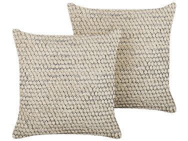 Lot de 2 coussins décoratifs HOWEA Coton 45 x 45 cm Beige Motif géométrique