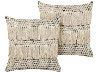 Lot de 2 coussins décoratifs IRESINE Coton 45 x 45 cm Beige Motif géométrique