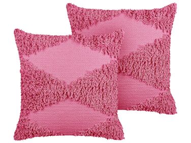 Lot de 2 coussins décoratifs RHOEO Coton 45 x 45 cm Rose