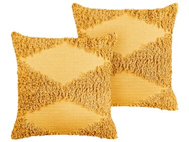 Lot de 2 coussins décoratifs RHOEO Coton 45 x 45 cm Jaune Motif géométrique