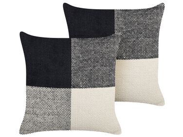 Lot de 2 coussins décoratifs LAELIA Coton 45 x 45 cm Noir Patchwork