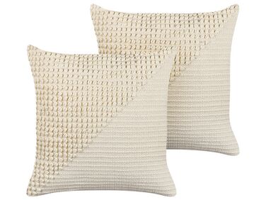 Lot de 2 coussins décoratifs PELLAEA Coton 45 x 45 cm Beige clair Motif géométrique