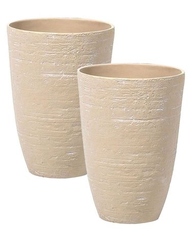 Lot de 2 pots de fleurs CAMIA 35 cm Beige