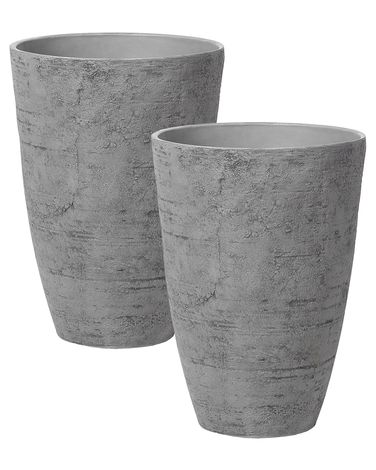 Lot de 2 pots de fleurs CAMIA 43 cm Gris