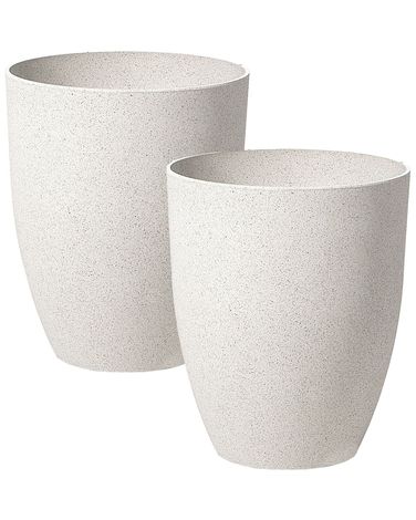 Lot de 2 pots de fleurs CROTON 43 cm Blanc cassé
