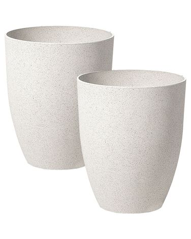 Lot de 2 pots de fleurs CROTON 35 cm Blanc cassé