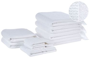 Lot de 9 serviettes ATIU Tissu éponge Blanc