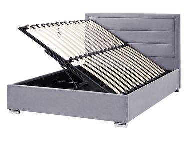 Lit ottoman Velours ROUEN 140 x 200 cm Gris foncé