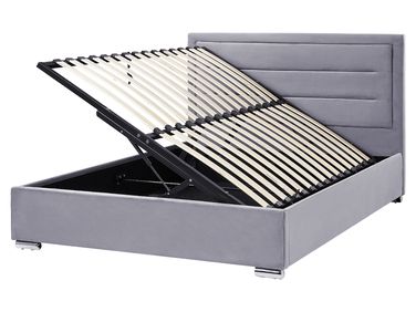 Lit ottoman Velours ROUEN 160 x 200 cm Gris foncé