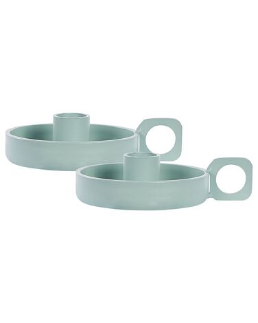 Lot de 2 bougeoirs CHORIO Métal 4 cm Vert menthe