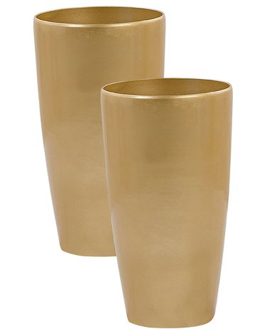 Lot de 2 pots de fleurs TSERIA 32 cm Doré