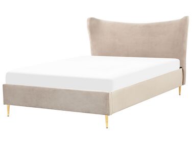 Lit avec sommier Velours CHALEIX 140 x 200 cm Taupe