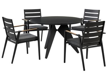 Salle à manger de jardin 4 places OLMETTO/TAVIANO avec coussins Métal Noir