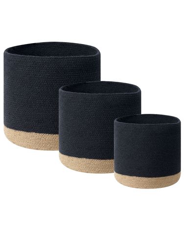 Lot de 3 paniers BASIMA Coton Noir