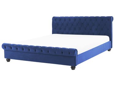 Lit à eau Velours AVALLON 160 x 200 cm Bleu marine