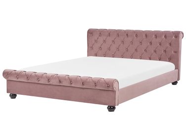 Lit à eau Velours AVALLON 180 x 200 cm Rose