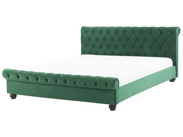 Lit à eau Velours AVALLON 180 x 200 cm Vert émeraude