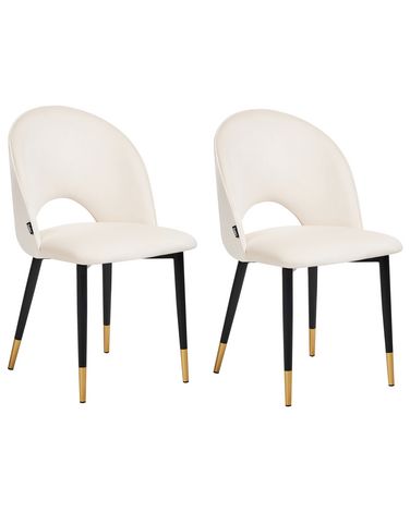 Lot de 2 chaises de salle à manger MAGALIA Velours Beige clair