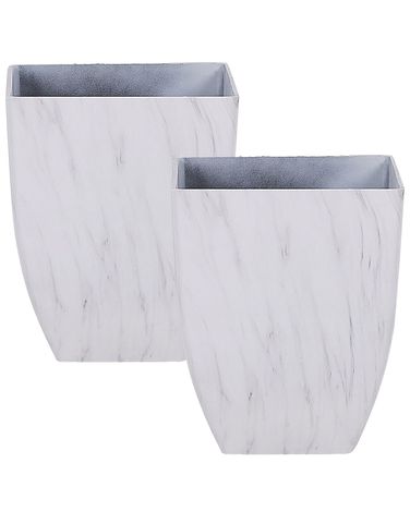 Lot de 2 pots de fleurs MIRO 35 cm Marbre blanc