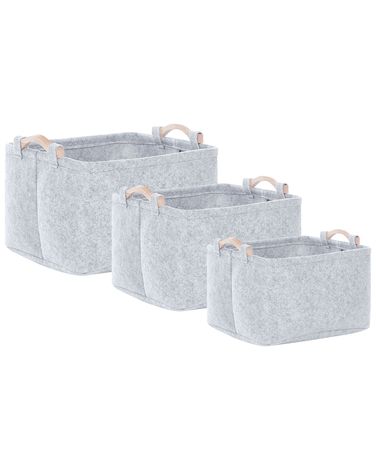 Set van 3 manden BAYSAI Vilt Lichtgrijs