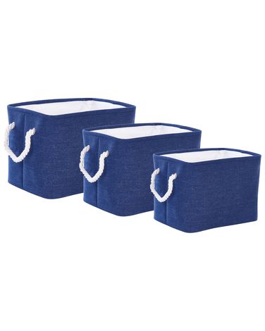Set van 3 manden DARQAB Katoen Marineblauw