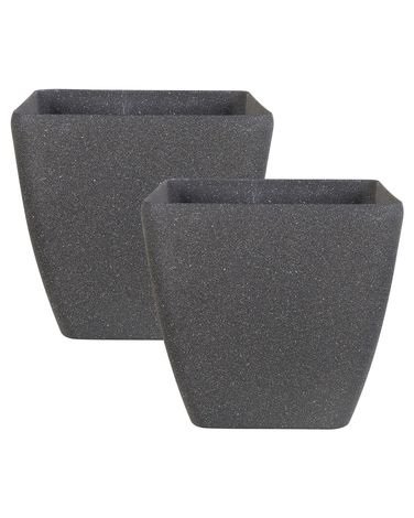 Lot de 2 pots de fleurs ZELI 42 cm Gris foncé