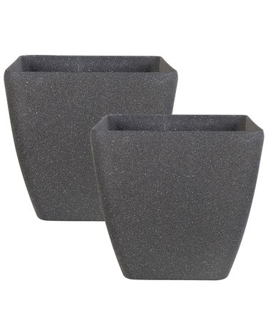 Lot de 2 pots de fleurs ZELI 49 cm Gris foncé