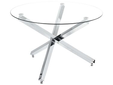 Dining Table BUTLER Silver 110 cm 110 cm Tempered Glass
