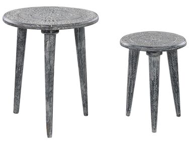 Lot de 2 tables d'appoint JATRA Bois de manguier Gris