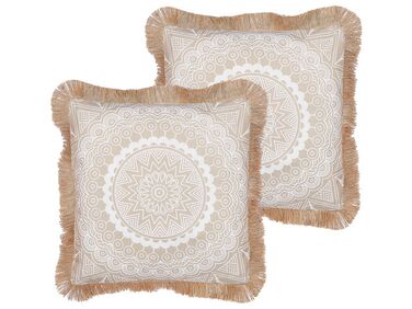 Lot de 2 coussins décoratifs GERANIUM 45 x 45 cm Beige Motif oriental