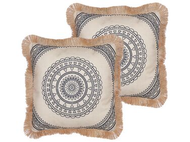 Lot de 2 coussins décoratifs AGRIMONY 45 x 45 cm Noir Motif oriental