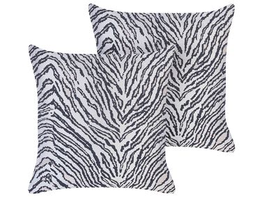 Lot de 2 coussins décoratifs MANETTI 45 x 45 cm Noir/blanc Motif animal