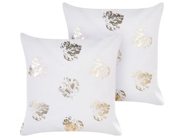 Lot de 2 coussins décoratifs GOLDENROD Velours 45 x 45 cm Blanc Motif de plante
