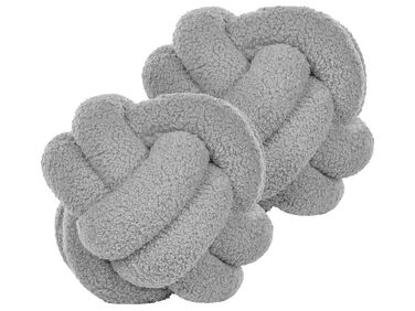 Lot de 2 coussins décoratifs MALNI Bouclé 19 x 19 cm Gris Unicolore
