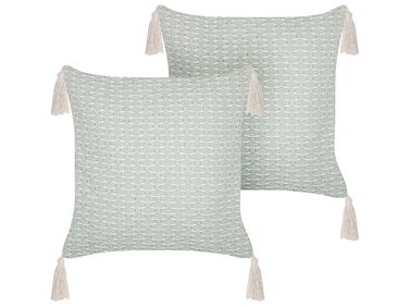 Lot de 2 coussins décoratifs HAKONE 42 x 42 cm Vert menthe Motif géométrique