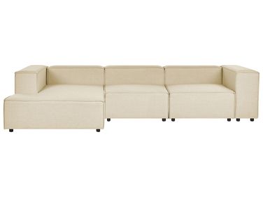 Modulaire hoekbank 3-zits APRICA Kunstlinnen Beige rechtszijdig