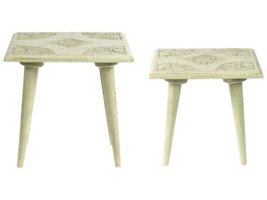 Lot de 2 tables d'appoint BELIDHA Bois de manguier Vert clair