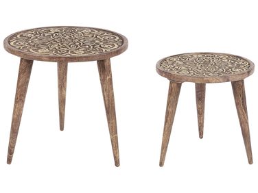 Lot de 2 tables d'appoint RANJA Bois de manguier Marron