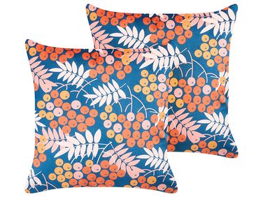 Lot de 2 coussins décoratifs SUMAC Velours 45 x 45 cm Multicolore Motif de plante