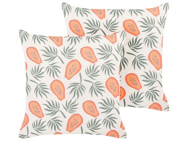 Lot de 2 coussins décoratifs AVENS 45 x 45 cm Multicolore Motif de plante