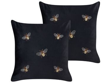 Lot de 2 coussins décoratifs TALINUM Velours 45 x 45 cm Noir Motif animal