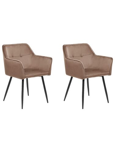 Lot de 2 chaises de salle à manger JASMIN Velours Marron