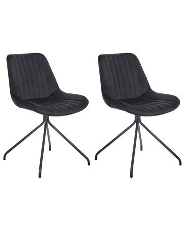 Lot de 2 chaises de salle à manger NAVASOTA Velours Noir