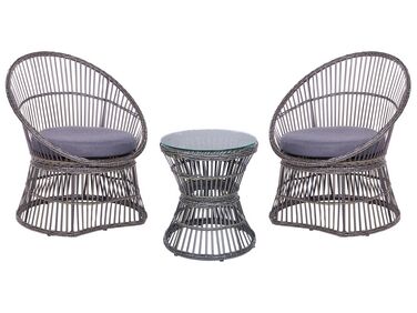 Bistro Set with Cushions MESYNA PE Rattan Taupe