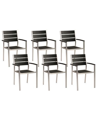 Lot de 6 chaises de jardin VERNIO Noir/argenté