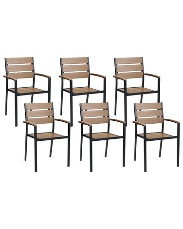 Lot de 6 chaises de jardin VERNIO Marron/noir