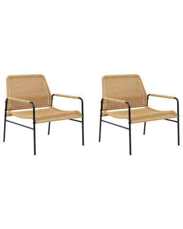 Lot de 2 chaises de jardin PRASIMO Polyrotin Naturel