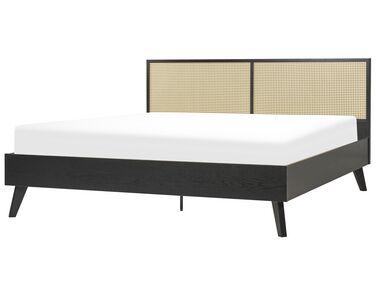 Lit avec sommier Rotin MONPAZIER 180 x 200 cm Noir